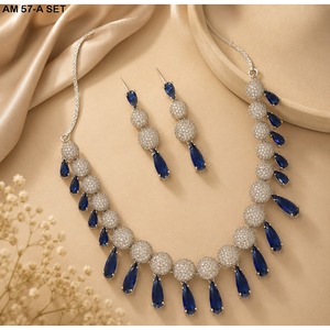 Parure de collier de luxe MIJ avec diamants américains et pierres CZ, bijoux de mariée plaqué argent, colliers de mode en alliage plaqué or - Product Image 5