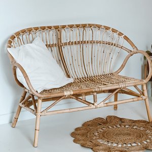 Sofá de ratán de gran venta para hotel, villa, cafetería, precio competitivo, sofás de banca de caña natural - Product Image 2