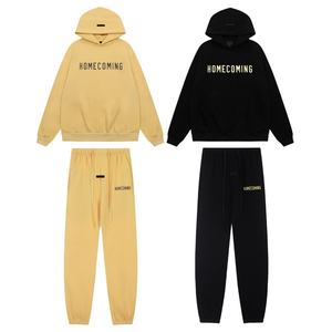 Conjunto de Sudadera con Capucha para Otoño/Invierno, Forro Polar, Letras con Transferencia Térmica, Estilo Casual Holgado, Estilo Urbano, Ajuste Cómodo - Product Image 1