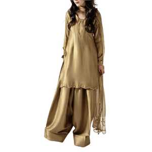 Modern Designer Wear Exclusive Farsi Salwar Kameez Four Beautiful Beads Work <b>Colours</b> Crepe Organza Dupatta Quick - Product Image 1