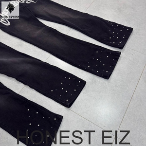 Honest Eiz Men's <b>Black</b> <b>Boot</b> Cut Denim Jeans Mid Waist Slim Fit Vintage Medium Wash Solid - Product Image 3