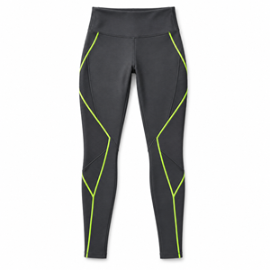 <b>Womens</b> <b>Grey</b> Lime Angular Panel <b>Leggings</b> High Waist Full Length Yoga Pants Gym Workout Activewear Custom Wholesale Sport Apparel - Product Image 1