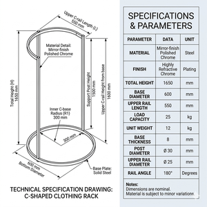 Présentoir à vêtements pliable robuste et moderne Bros Display, en métal, portable, à plusieurs niveaux, pour magasin de détail, OEM ODM Vietnam - Product Image 1