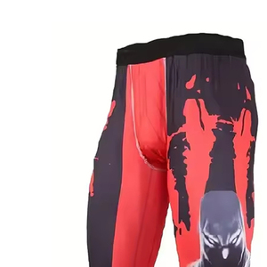 Men <b>Compression</b> <b>Leggings</b> Full Length Red Black Character Print Spandex Polyester Elastic Waistband - Product Image 6