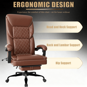 Chaise de bureau ergonomique pour le gaming avec support lombaire gonflable, chaise d'ordinateur confortable et large avec repose-pieds intégré - Product Image 4