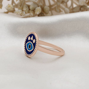 Anillos de Ojo Turco de Plata 925 con Baño de Oro Rosa y Goteo de Aceite Colorido, de Energía Positiva, Surtidos, Joyería para Fiestas y Regalos, ¡Venta Caliente! - Product Image 3