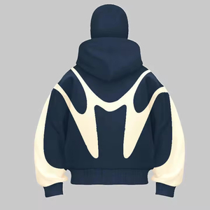 Sweat à capuche personnalisé pour homme avec fermeture éclair et strass, style streetwear, fournisseur de sweats à capuche basiques personnalisés avec strass - Product Image 5