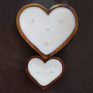 Bol en bois artisanal en forme de cœur, rustique et décoratif, centre de table style ferme pour la décoration intérieure et les cadeaux - Product Image 2