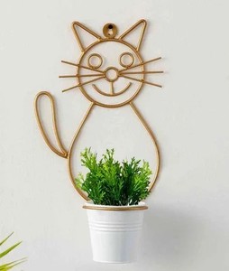 Macetero de pared con diseño de gallo minimalista y alegre, arte geométrico de hierro, diseño rústico ecológico, acabado con recubrimiento en polvo - Product Image 1