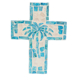 Extraordinary Handmade Mosaic Cross Wall Decor MOP Blue Palm <b>Tree</b> Wall Art Coastal Accent Tropical Cross Hanging <b>Decoration</b> Home - Product Image 4