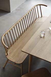Banc de salle à manger en teck au design moderne, banc en bois à lattes ouvertes avec poignées latérales enveloppantes - Product Image 3