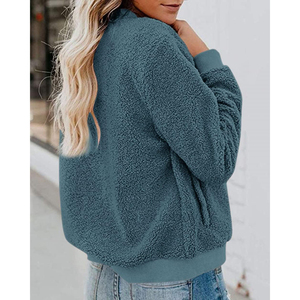 OEM Custom Design Blank Wholesale Sherpa Jacket Fleece Zip up Jacket Custom Women Sherpa Fleece Jacket for Sale - Product Image 4