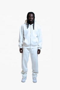 Ensemble 2 pièces pour homme, survêtement décontracté streetwear respirant en polaire épaisse avec cordon de serrage, pantalon et sweat à capuche, grandes tailles - Product Image 5