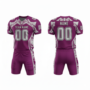 ชุดยูนิฟอร์มอเมริกันฟุตบอลแบบซับลิเมชั่นที่ปรับแต่งได้ พร้อมกางเกงขาสั้น ผลิตจากโพลีเอสเตอร์ 100% ระบายอากาศได้ดี พร้อมตำแหน่งโลโก้ด้านหน้า - Product Image 3