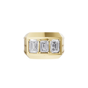 Aarinya Bold Modernist Lab-Grown Diamond Filled Emerald-Cut Men's Luxury Engagement Anniversary Party Power Ring Heavy-Gauge 14K - Product Image 1