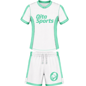 Conjunto de Camiseta y Pantalones Cortos de Rugby Verde Menta, Cuello en V, Uniforme de Equipo Personalizado, Ropa Deportiva Transpirable para Entrenamiento - Product Image 1