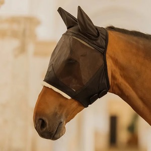 Masque anti-mouches pour chevaux, nouveau design, avec protection UV pour les oreilles, confortable, respirant, élastique, avec grandes mailles pour les yeux - Product Image 6