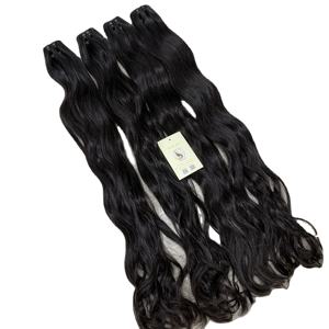 Extensiones de cabello humano vietnamita negro natural ondulado en bruto doble dibujado para paquete de cabello de trama Genius estilo de onda Natural suave - Product Image 1
