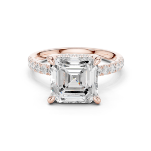 แหวนทองคำแท้ 14k สีโรสโกลด์ ขายดี มาพร้อมเพชรทรง Asscher Cut เพาะเลี้ยงในห้องปฏิบัติการ เหมาะสำหรับเป็นเครื่องประดับงานแต่งงานอย่างสมบูรณ์แบบ พร้อมใบรับรอง GRA - Product Image 1