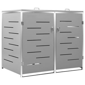 Stainless Steel <b>Double</b> Wheelie <b>Bin</b> Shed 54.3\"x30.5\"x45.5\" for Efficient Storage Solution - Product Image 2