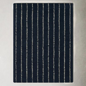 Alfombra Rectangular Azul Marino a Rayas, Tejido Plano de Lana y Poliéster, Moderna, Antideslizante con Base de Goma, Decoración para Sala de Estar - Product Image 4