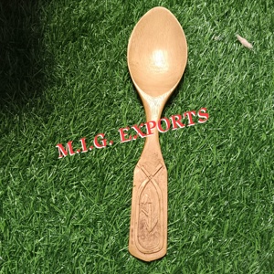 Compre una Cuchara de Madera con Mango Geométrico Tallado, Utensilio de Cocina Rústico para Cocinar, Servir y Decorar la Mesa, Año 2026 - Product Image 1