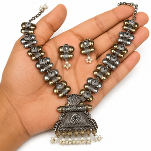 Conjunto de Joyería Nupcial Vintage de Latón Bicolor con Zirconia Engastada en Bisel, Collar y Pendientes Florales, Bañado en Rodio, Estilo Boho para Boda y Aniversario - Product Image 3