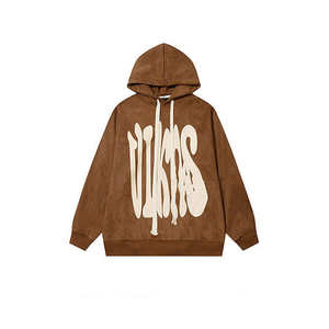 Sweat à capuche en molleton doublé 100 % coton, écologique, avec impression 3D en relief personnalisée, grande taille pour homme, logo tricoté - Product Image 2