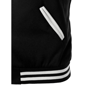 Vente de gros Veste universitaire en denim unie avec col montant et logo personnalisé coupe régulière style vintage Vêtements d'extérieur décontractés pour hommes - Product Image 5