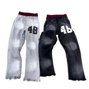 Pantalon de survêtement vintage à imprimé numérique, coupe large, unisexe, streetwear, taille élastique, coupe ample, décontracté, tendance - Product Image 1