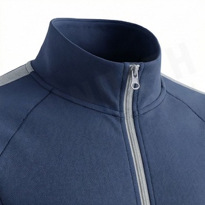 Men's <b>Navy</b> <b>Blue</b> Sporty Tracksuit <b>Jacket</b> Full Sleeve Stand Collar Zipper Fly Side Pockets Breathable Polyester Autumn Wear - Product Image 4