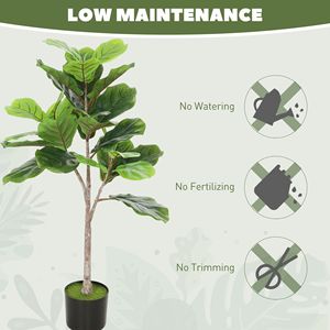Pianta Artificiale di Ficus Lyrata Verde da 43 Pollici con Terriccio Floccato per Arredamento Casa e Ufficio - Product Image 5