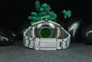 Reloj de Lujo con Incrustaciones de Diamantes para Hombre, Reloj de Cuarzo Hip Hop de Acero Inoxidable con Ventana de Fecha, Reloj de Pulsera con Brazalete de Piedras de Moissanita - Product Image 6