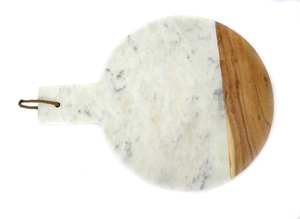 Planche à découper en marbre blanc écologique avec poignée, plateau de service durable pour la cuisine domestique et les fromages - Product Image 6