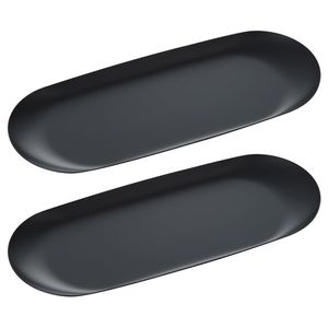 Matte Black Oval Platter Set Contemporary Entertaining Serving Collection Sophisticated Appeal - Product Image 1