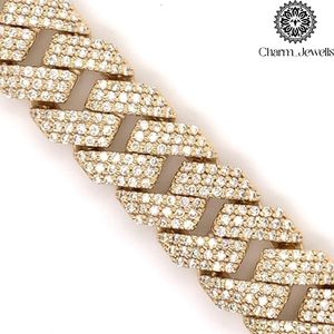 Charm_Jewells Men's Moissanite Necklace 14K Gold Plated Link Chain Hip Hop Style Micro <b>Insert</b> Brilliant Cut Silver IGI Certified - Product Image 5