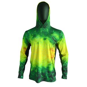 Camisa de Pesca con Capucha de Manga Larga para Hombre, Estampado de Secado Rápido UPF 50, Top Deportivo para Exteriores, Patrón Verde y Amarillo - Product Image 3