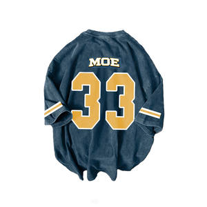 Camiseta de Fútbol Americano de Algodón Lavado Estilo Vintage, Novedad, Oversize, para Hombre, Estilo Urbano, con Estampado de Número, Personalizada, OEM, al por Mayor - Product Image 3