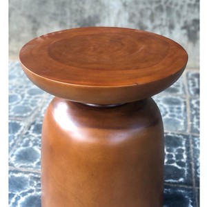 Modern Solid Suar Wood Pedestal Side Table Round Top Minimalist <b>Stool</b> Handcrafted Wooden End Table for Living Room Bedroom Decor - Product Image 3