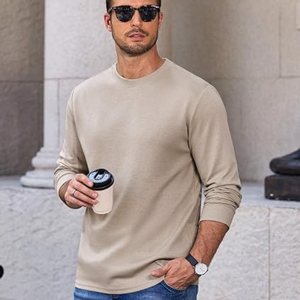 T-shirt à manches longues pour homme, en coton, col rond, basique, classique, décontracté, pour le travail et le quotidien - Product Image 3