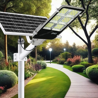 Projecteur Solaire Tri-Couleurs 360W Éclairage Extérieur de Jardin Étanche en Aluminium Lumière Chaude et Froide Lampadaire Solaire à LED