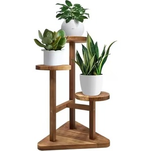 Soporte de Madera para Flores, Diseño Rústico para Jardín, con Plantas Verdes, Construcción de Madera Resistente, Acabado Sin Recubrimiento - Product Image 3