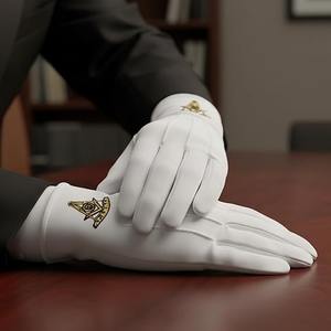Gants en coton brodés Past Master Masonic - [Blanc] Taille unique Convient à la plupart des types de tissus en coton - Product Image 3