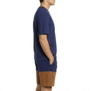 Wholesale New Men Navy And Camel Color Block Co Ord <b>Set</b> Contemporary Streetwear T Shirt With Matching Shorts - Product Image 3
