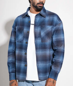 Camisa de Franela a Cuadros para Hombre, con Logotipo Personalizado OEM, Manga Larga, Cuello con Botones, Estilo Casual para Uso Diario en Otoño - Product Image 6