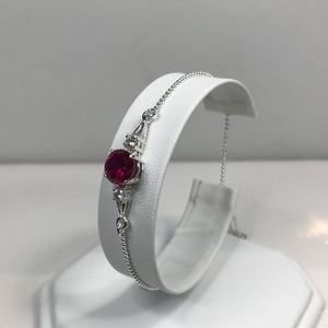 Pulsera de Plata de Ley con Dijes de Rubí y Detalles de Zafiro Blanco, Cierre Deslizante Ajustable, Joyería de Lujo, Regalo para Mujer - Product Image 2