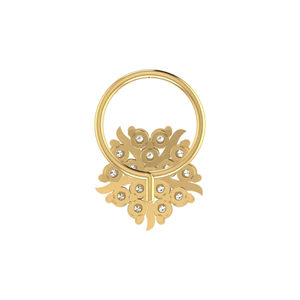 0.14 Carat Natural <b>Diamond</b> 14K Gold <b>Nose</b> Pin GIA Certified Flower Design Ethnic Style HI Color VS-SI Fine Piercing Jewelry - Product Image 5