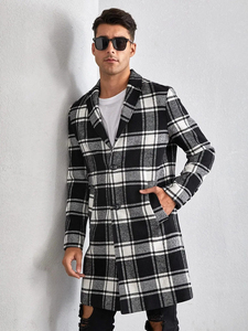 Abrigo Largo de Lana Vintage para Hombre, Clásico de Invierno, Diseño de Logotipo Personalizado de Fábrica OEM, Abrigo de Algodón Auténtico - Product Image 3