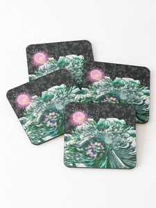 2026 New Design Best Quality Eco-Friendly 4-Piece Set of Printed Mango Wood Coasters Direct India Handicrafts Handmade Mats Pads - Product Image 4
