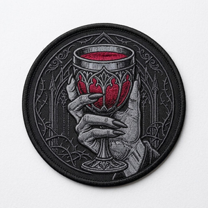 Parche Termoadhesivo Bordado de Calavera de Murciélago Vampiro, Insignia Redonda Gótica de Demonio, Aplique Personalizado al por Mayor para Chaquetas de Cuero de Motociclista - Product Image 4